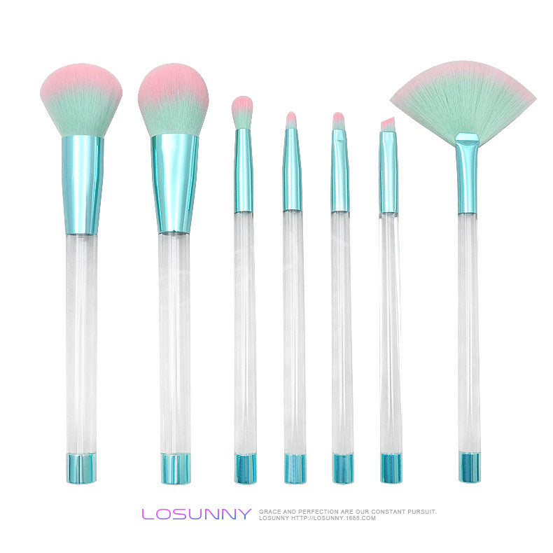Wholesale 7 Pieces/set of Transparent Crystal Empty Tube Makeup Brush Set DIY Makeup Brushes ACC-MB-LXY003