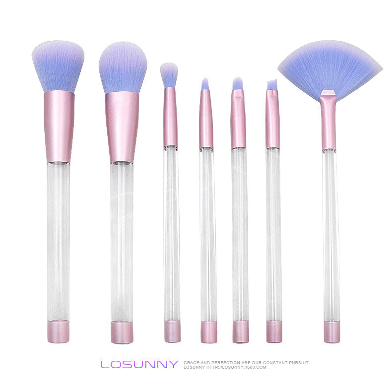 Wholesale 7 Pieces/set of Transparent Crystal Empty Tube Makeup Brush Set DIY Makeup Brushes ACC-MB-LXY003