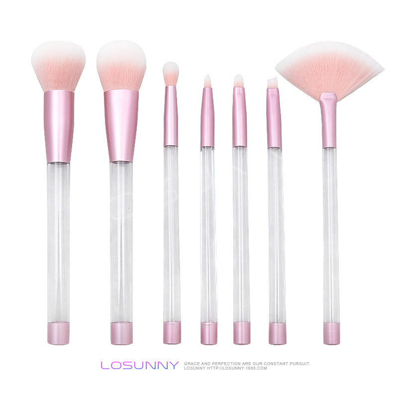 Wholesale 7 Pieces/set of Transparent Crystal Empty Tube Makeup Brush Set DIY Makeup Brushes ACC-MB-LXY003