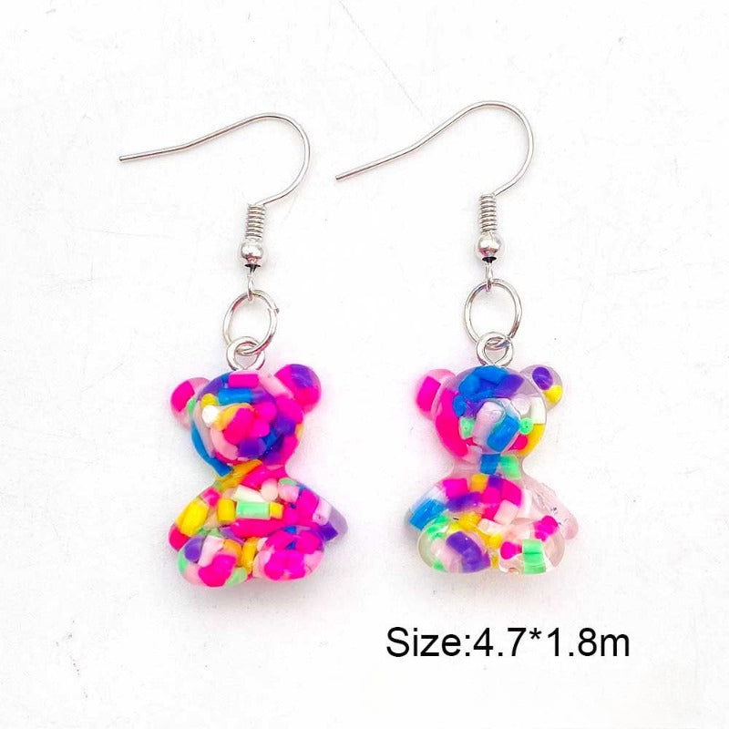 Wholesale 3D Bear Heart Resin Earrings ACC-ES-ChenY091