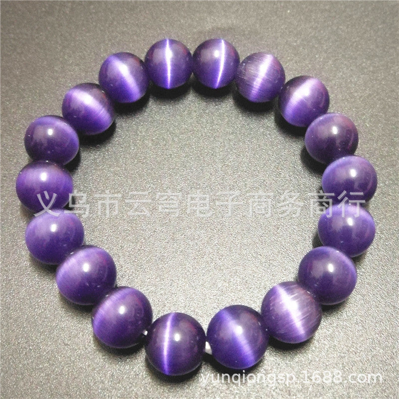 Wholesale Fashion 10mm Cat' s Eye Glass Bead Bracelet Red Candy Color Jewelry Accessory for Resale