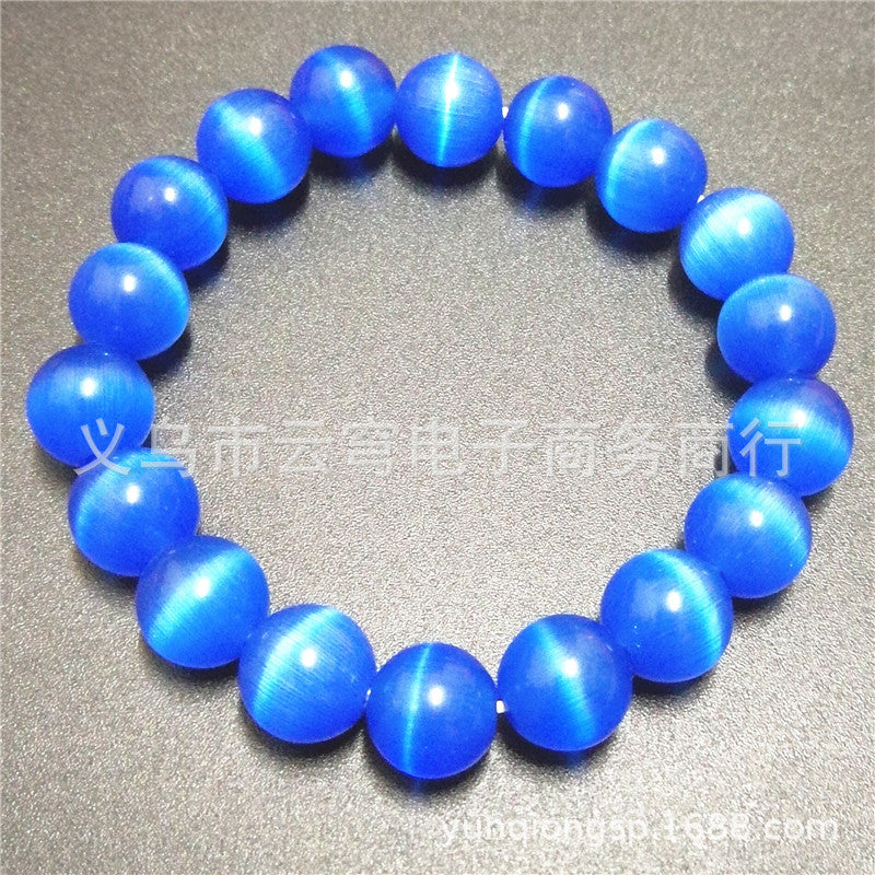 Wholesale Fashion 10mm Cat' s Eye Glass Bead Bracelet Red Candy Color Jewelry Accessory for Resale