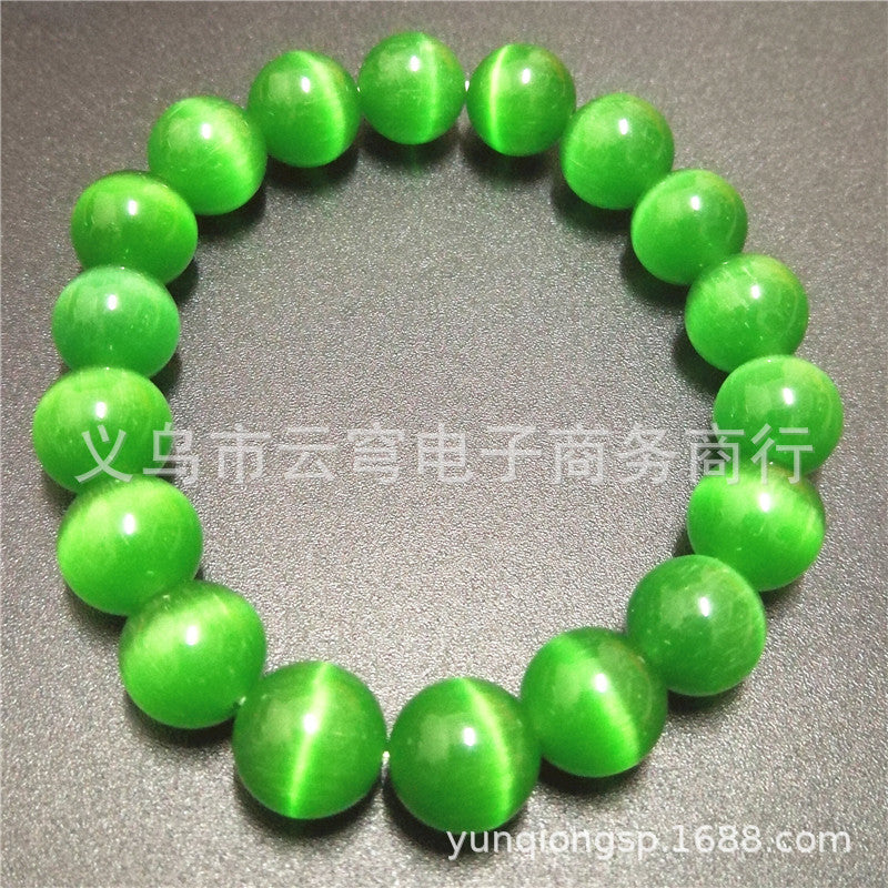 Wholesale Fashion 10mm Cat' s Eye Glass Bead Bracelet Red Candy Color Jewelry Accessory for Resale