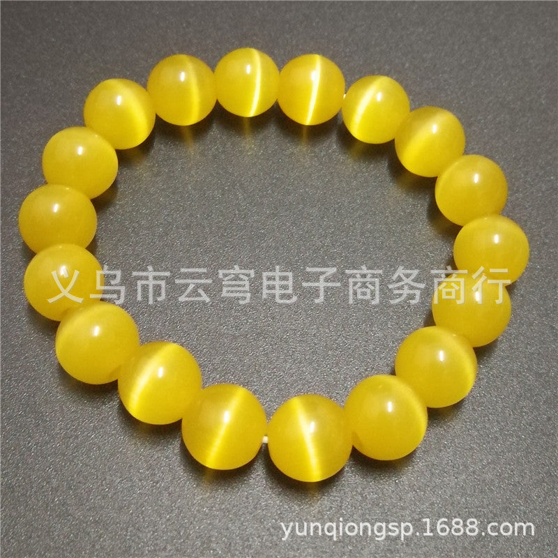 Wholesale Fashion 10mm Cat' s Eye Glass Bead Bracelet Red Candy Color Jewelry Accessory for Resale