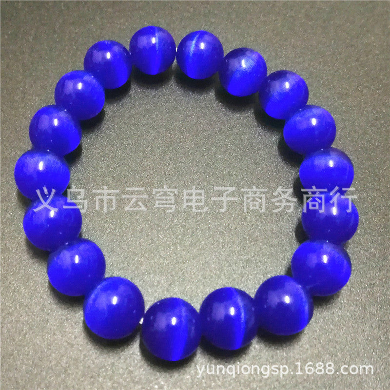 Wholesale Fashion 10mm Cat' s Eye Glass Bead Bracelet Red Candy Color Jewelry Accessory for Resale