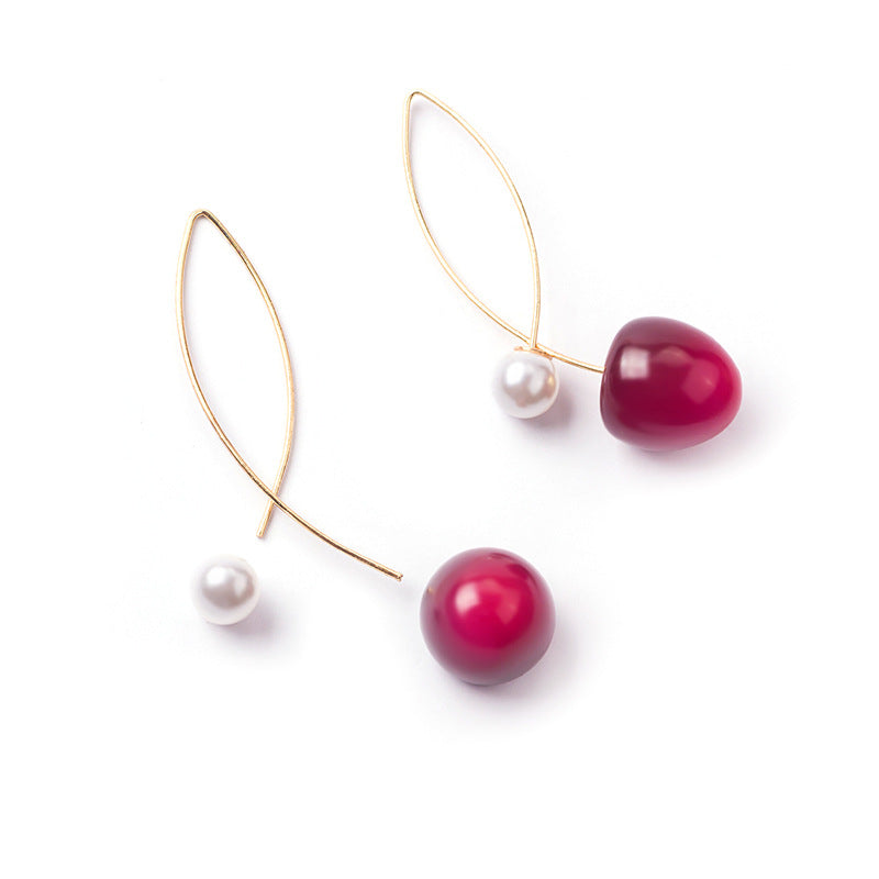 Wholesale Red Gradient Cherry Pearl Earrings ACC-ES-MDD086