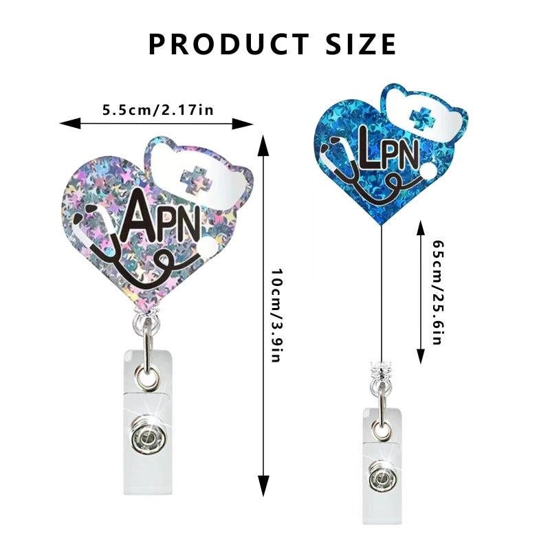 Wholesale Acrylic Glitter Doctor Nurse Telescopic Rotating Clip Badge Scroll Keychain ACC-KC-LingYu005