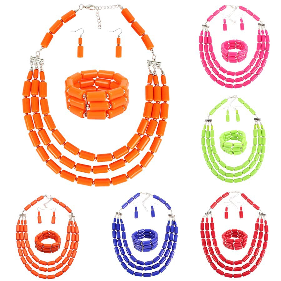 Wholesale Beaded Three-piece Multi-layer Necklace Set Bead Necklaces ACC-NE-Tengc001