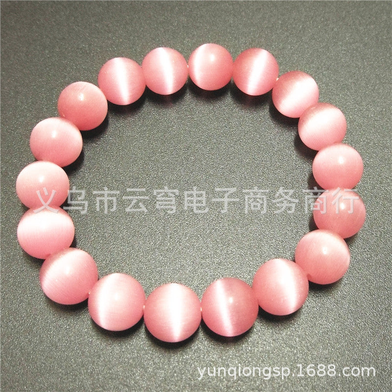 Wholesale Fashion 10mm Cat' s Eye Glass Bead Bracelet Red Candy Color Jewelry Accessory for Resale