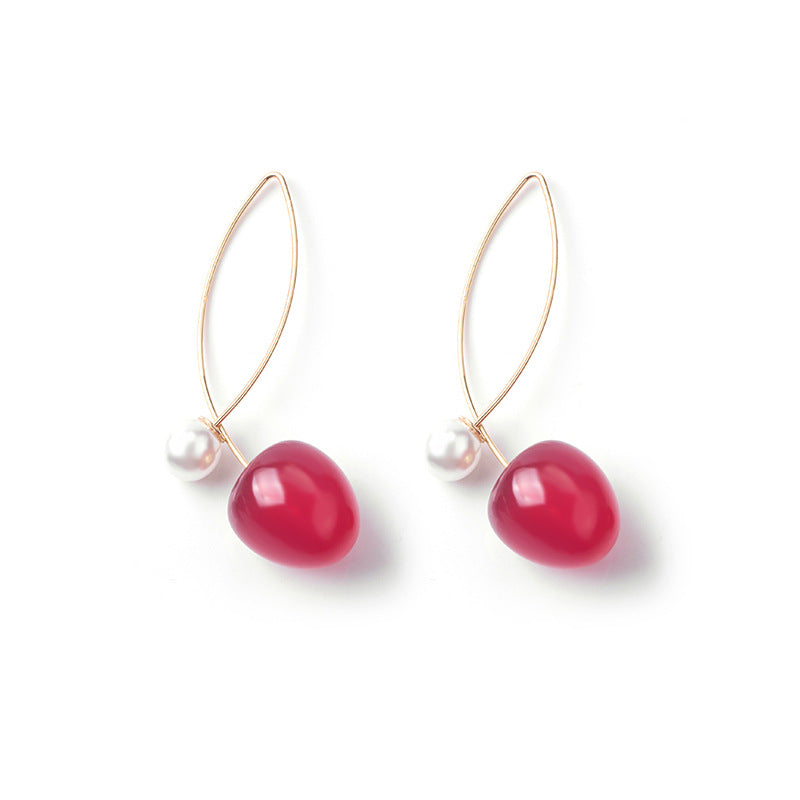 Wholesale Red Gradient Cherry Pearl Earrings ACC-ES-MDD086