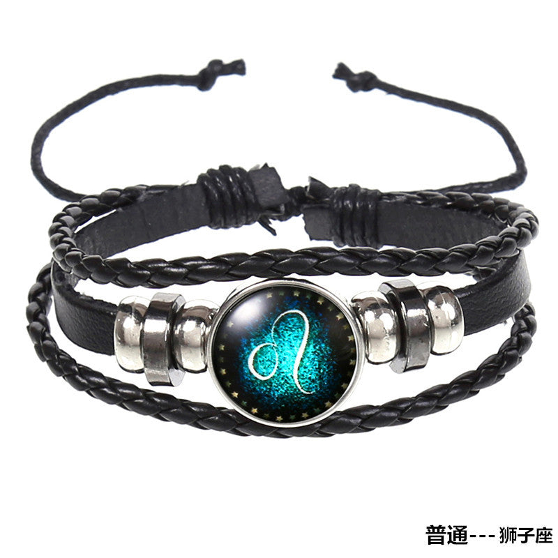 Wholesale Vintage Woven Starry Sky 12 Constellations Cowhide Bracelet ACC-BT-Saih004