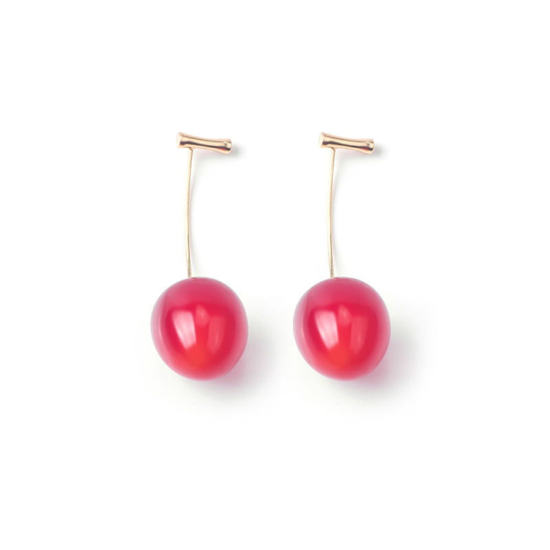 Wholesale Red Gradient Cherry Pearl Earrings ACC-ES-MDD086