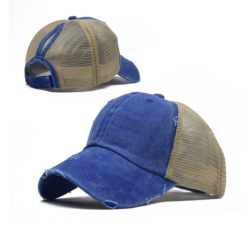 Wholesale Washed Distressed Ponytail Hat Mesh Cap Baseball Cap ACC-HT-ErXu017