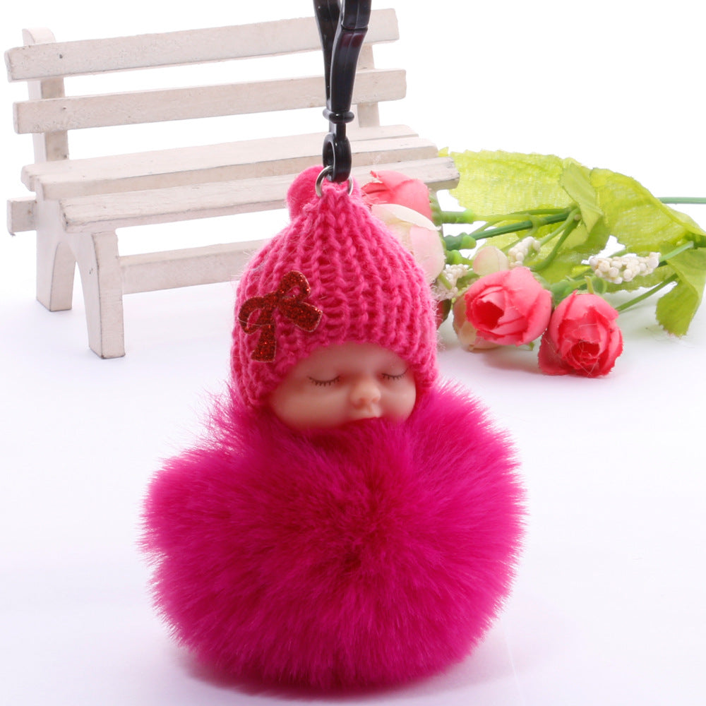Wholesale cute sleeping doll keychain fur ball pendant ACC-KC-DY007