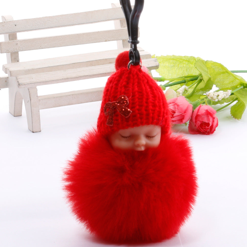 Wholesale cute sleeping doll keychain fur ball pendant ACC-KC-DY007