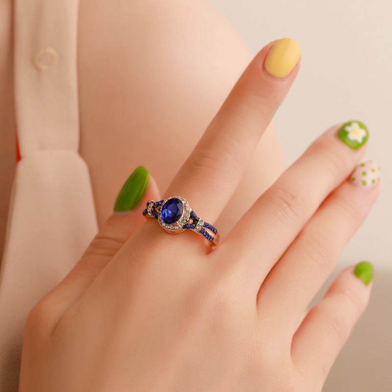 Wholesale blue zircon diamond ring