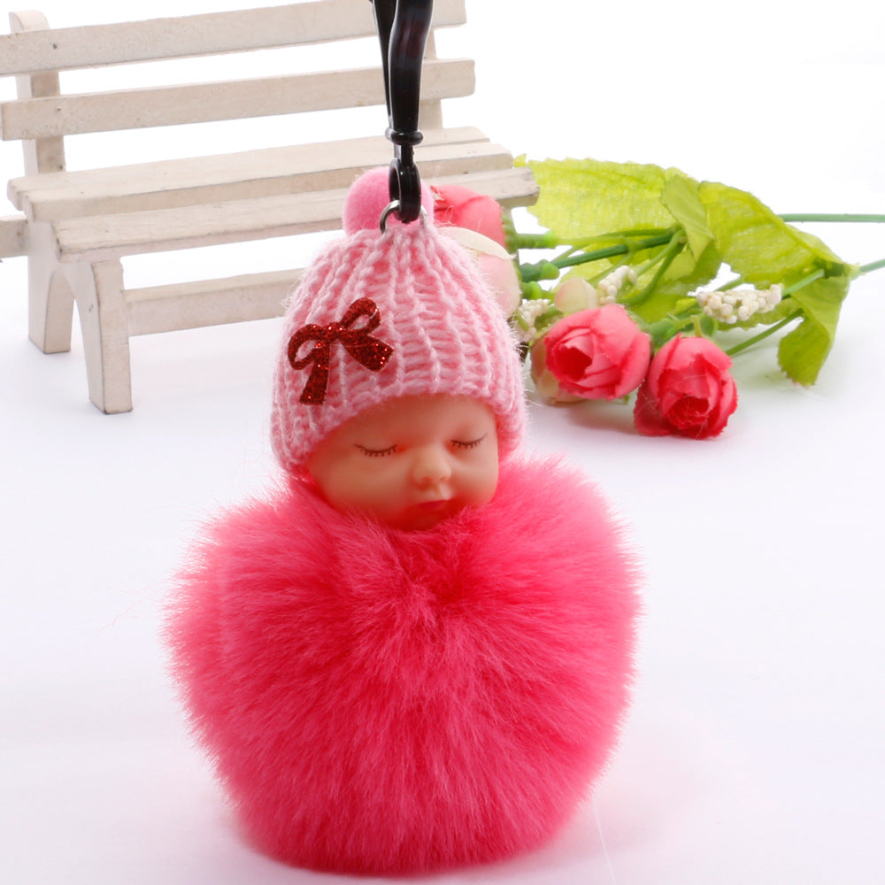 Wholesale cute sleeping doll keychain fur ball pendant ACC-KC-DY007