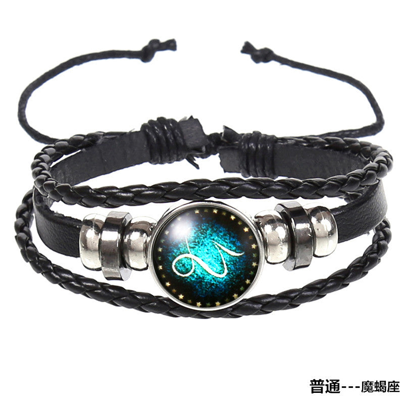Wholesale Vintage Woven Starry Sky 12 Constellations Cowhide Bracelet ACC-BT-Saih004