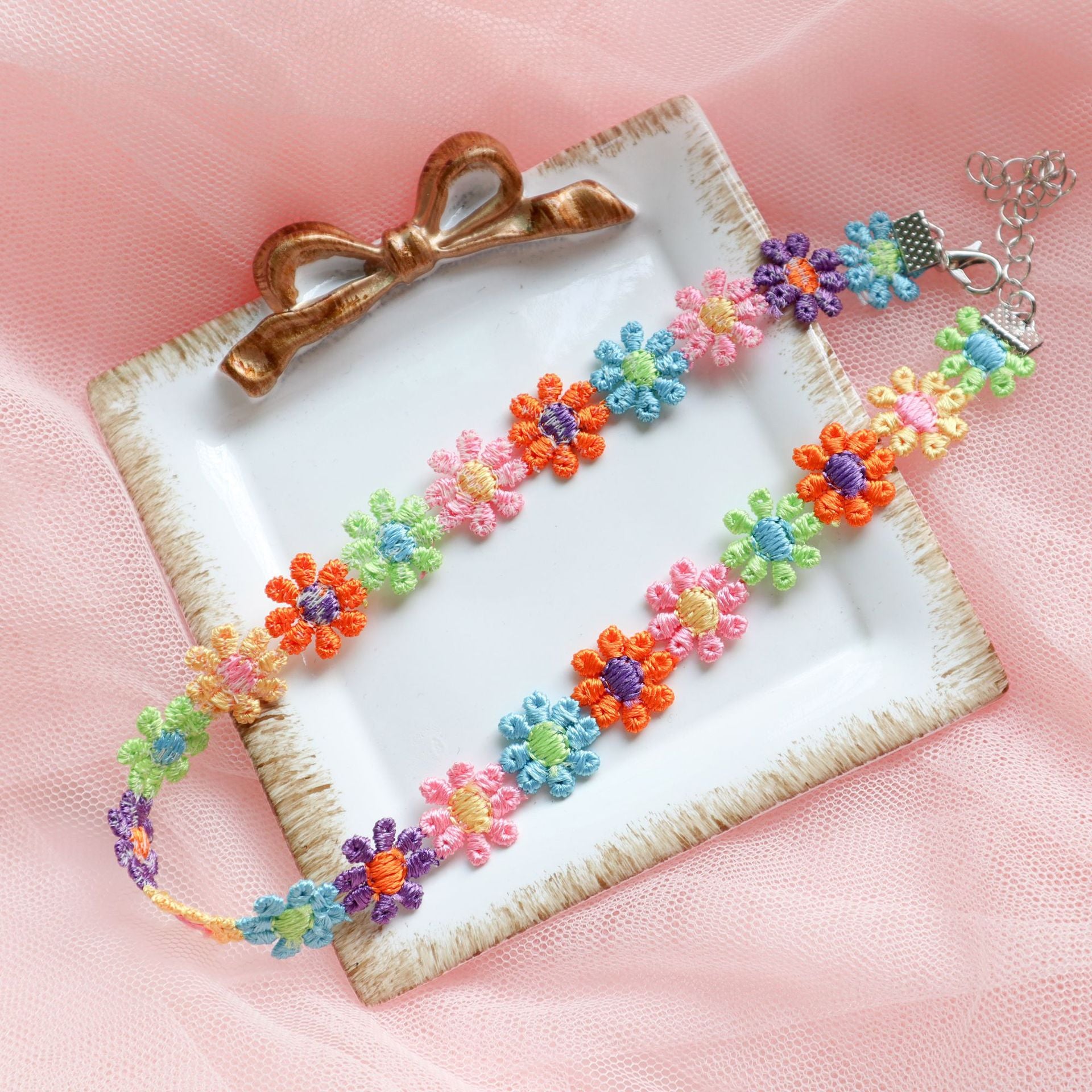 Wholesale Color Flower Neck Belt Collar choker Necklace