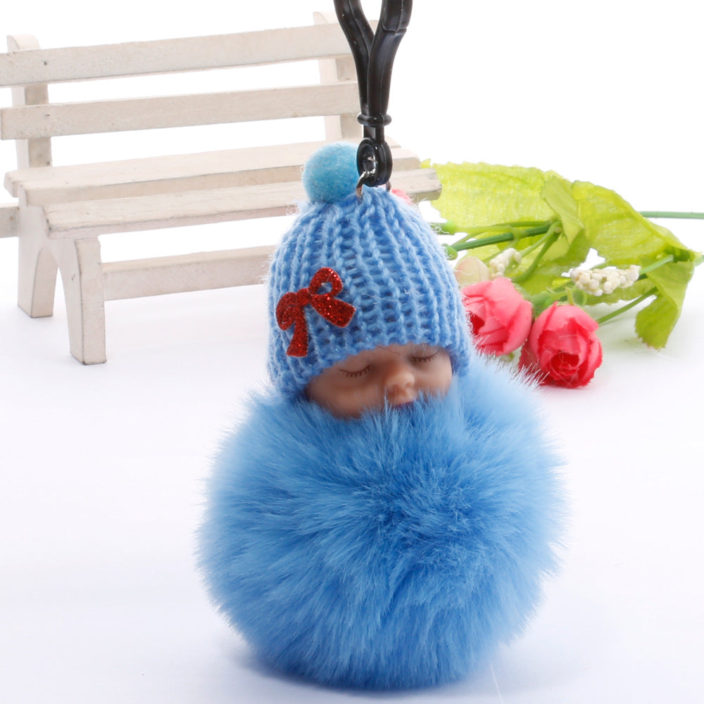 Wholesale cute sleeping doll keychain fur ball pendant ACC-KC-DY007