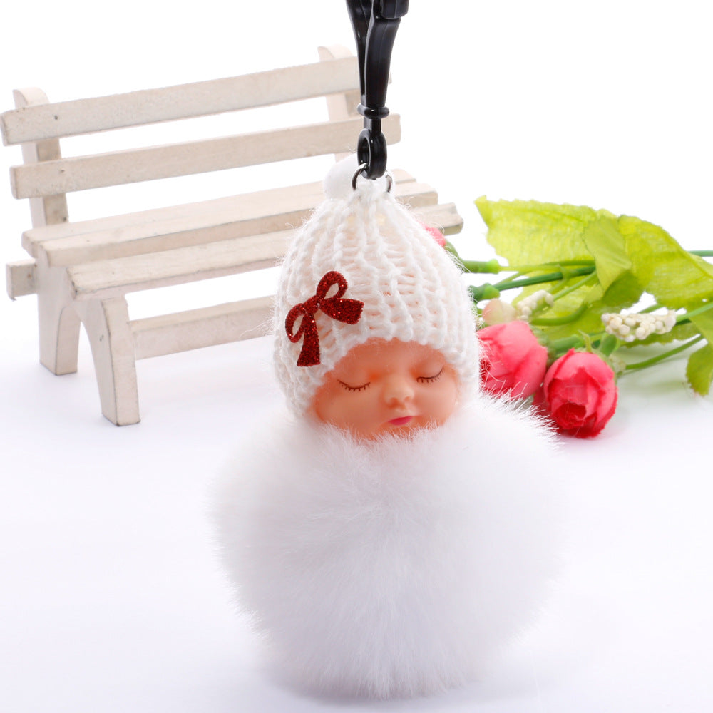Wholesale cute sleeping doll keychain fur ball pendant ACC-KC-DY007