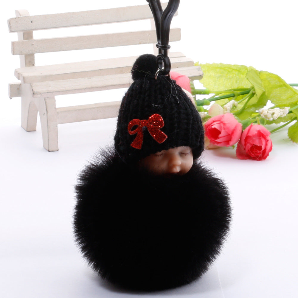 Wholesale cute sleeping doll keychain fur ball pendant ACC-KC-DY007