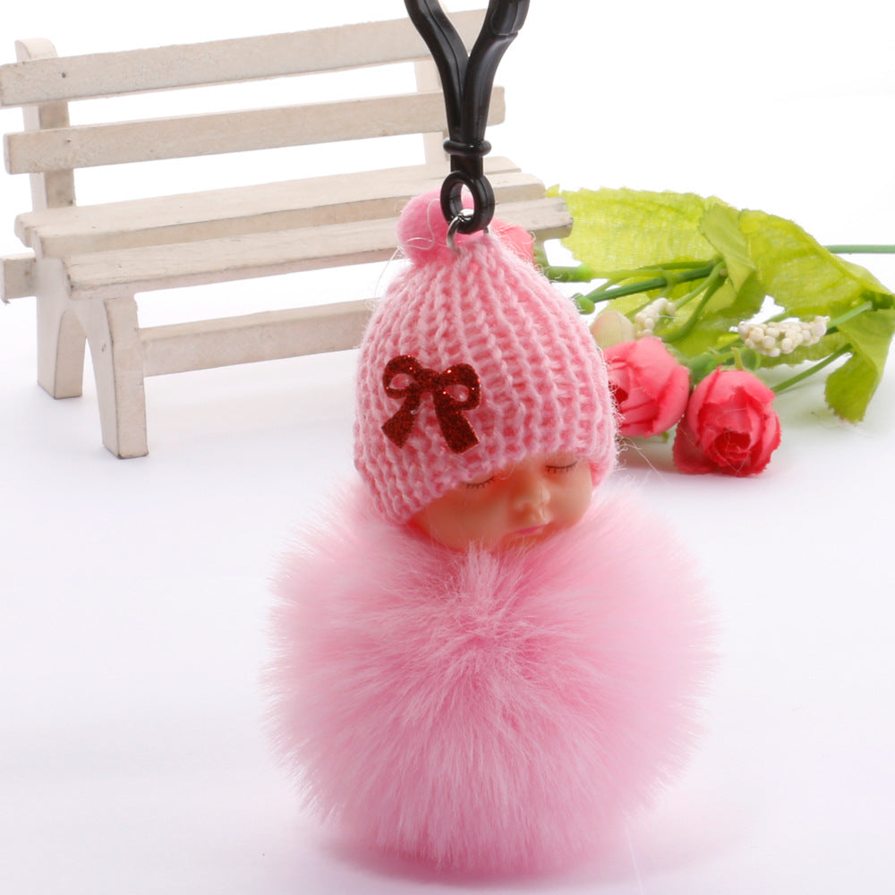 Wholesale cute sleeping doll keychain fur ball pendant ACC-KC-DY007