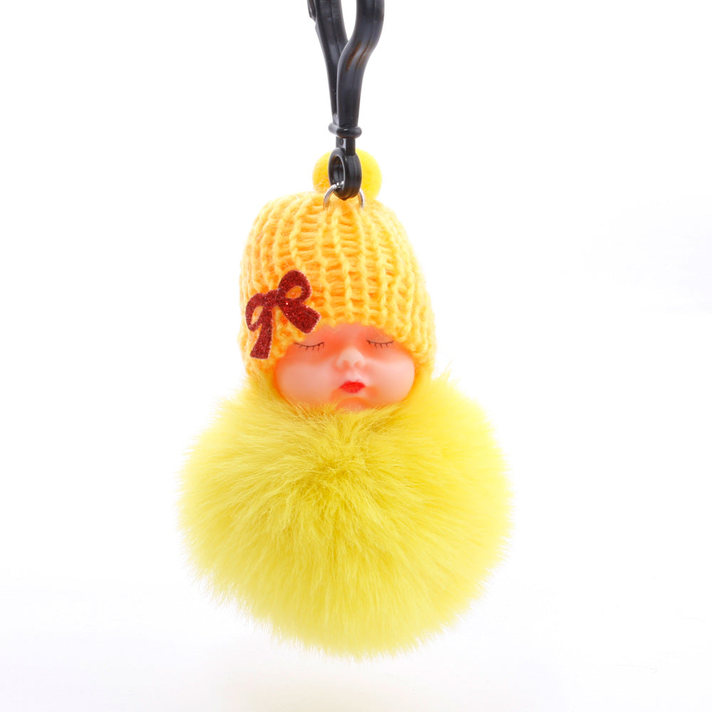 Wholesale cute sleeping doll keychain fur ball pendant ACC-KC-DY007