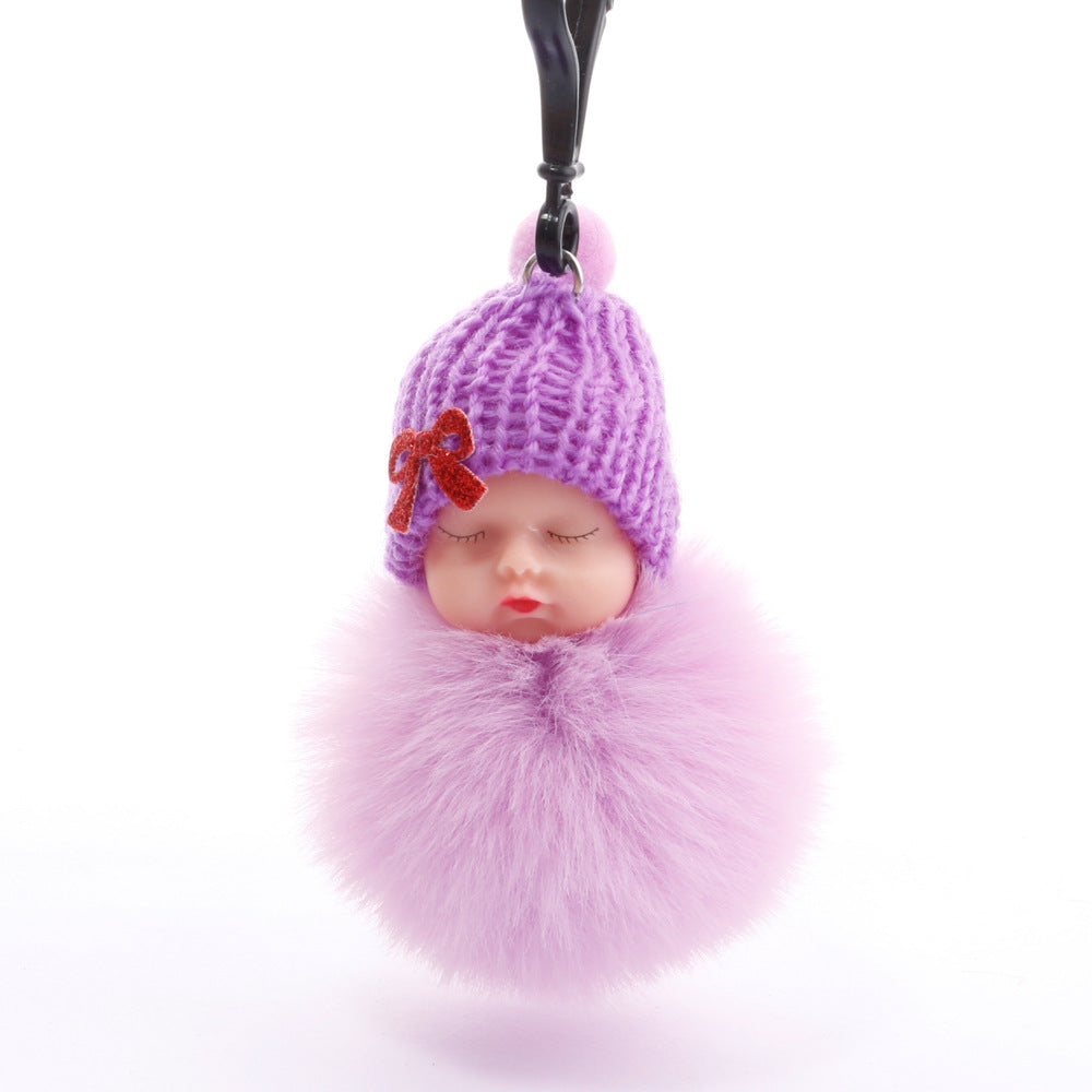 Wholesale cute sleeping doll keychain fur ball pendant ACC-KC-DY007