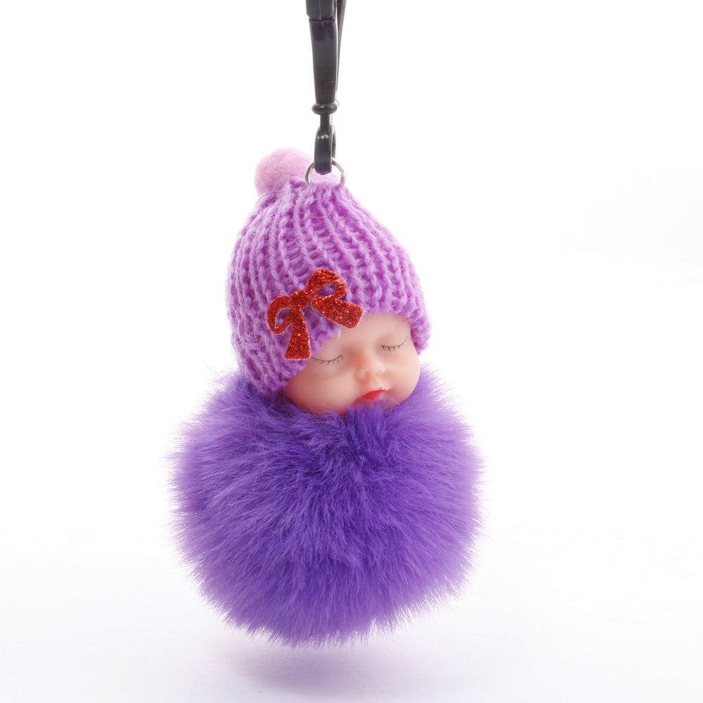 Wholesale cute sleeping doll keychain fur ball pendant ACC-KC-DY007