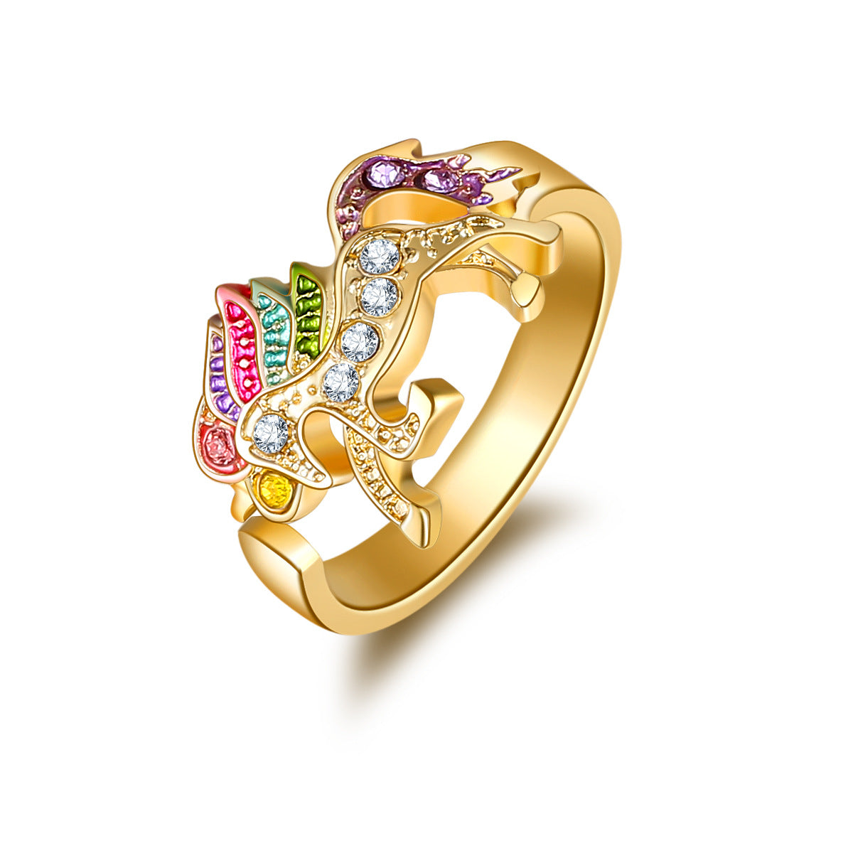 Wholesale Cartoon Children Colorful Unicorn Ring Colorful Pony Opening Adjustable Ring