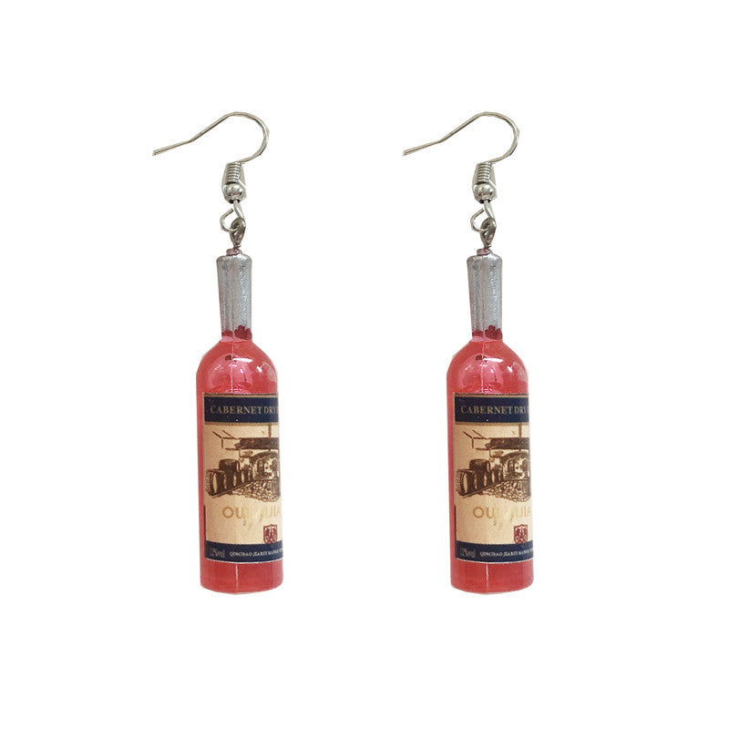 Wholesale Funny Hip-hop Wine Bottle Earrings ACC-ES-Hongw002