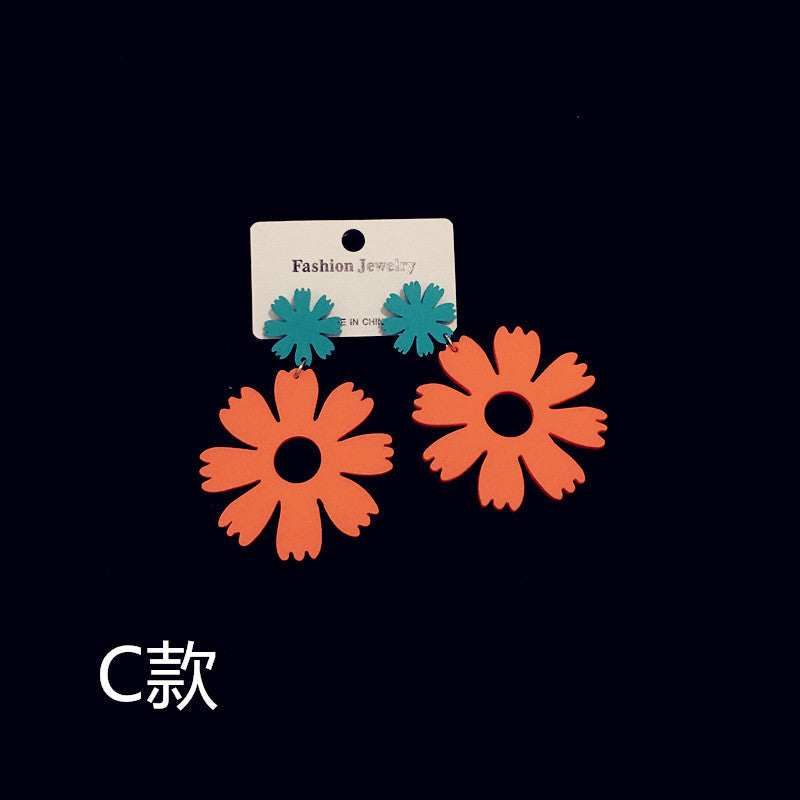 Wholesale Colorful Geometric Acrylic Flower Earrings ACC-ES-CT033