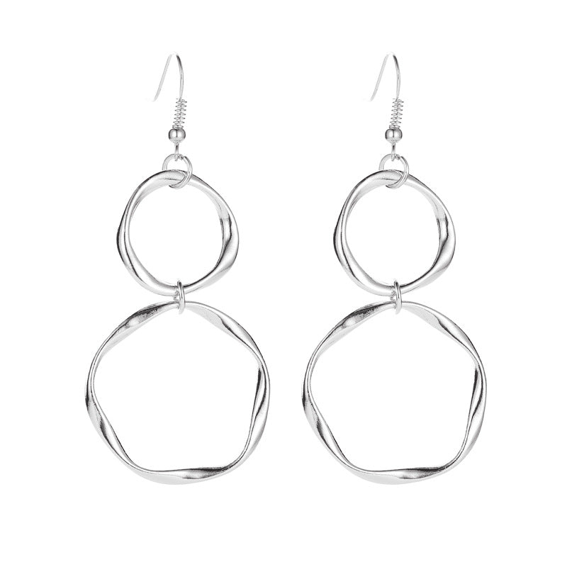 Wholesale Gold Plated Alloy Geometric Circle Earrings For Women Trendy Hollow Design Fashion Jewelry Accessory For Boutique Resale