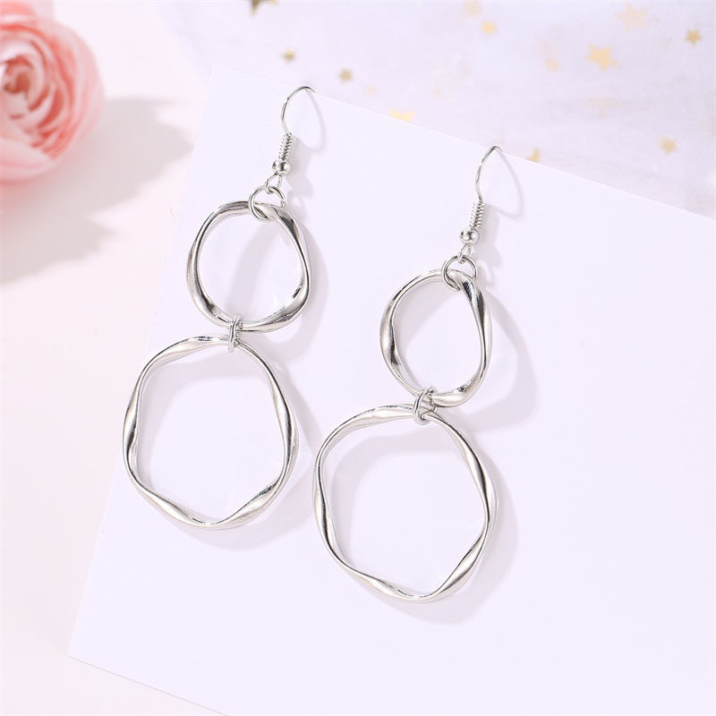 Wholesale Gold Plated Alloy Geometric Circle Earrings For Women Trendy Hollow Design Fashion Jewelry Accessory For Boutique Resale