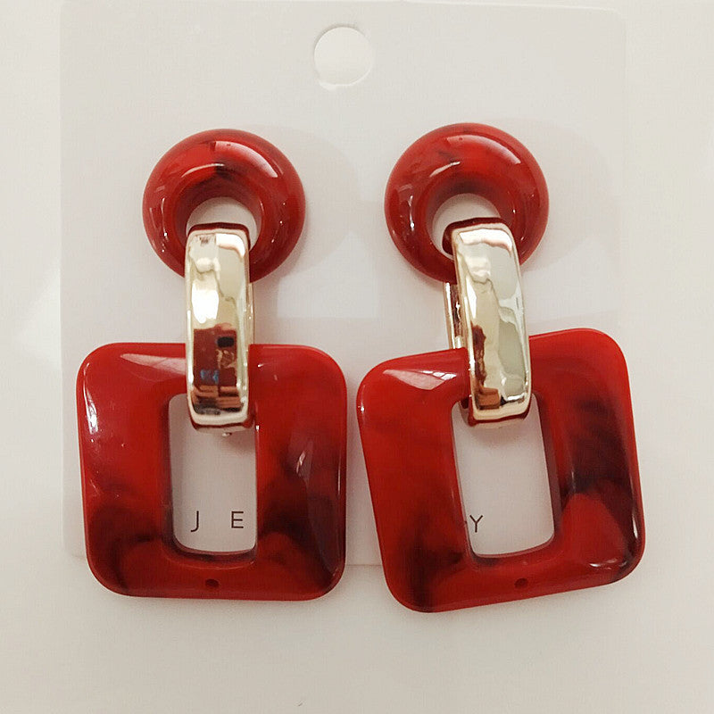 Wholesale acrylic resin two-color Bohemian style versatile  earrings