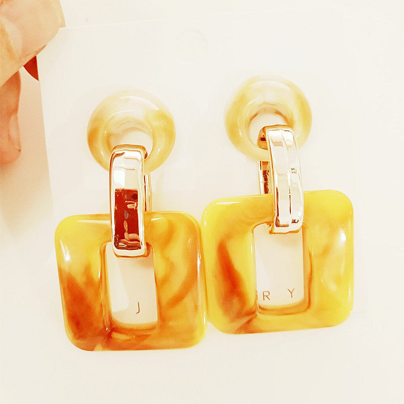 Wholesale acrylic resin two-color Bohemian style versatile  earrings