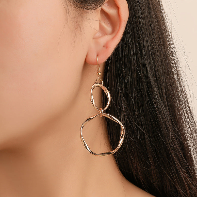 Wholesale Gold Plated Alloy Geometric Circle Earrings For Women Trendy Hollow Design Fashion Jewelry Accessory For Boutique Resale