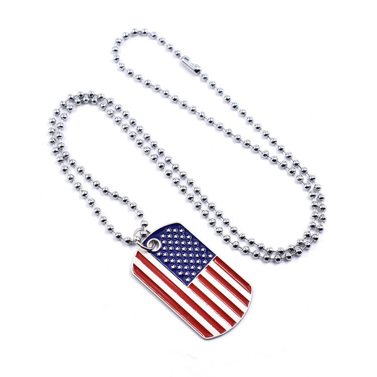 Wholesale American Flag Independence Day Bead Chain Military Brand Necklace