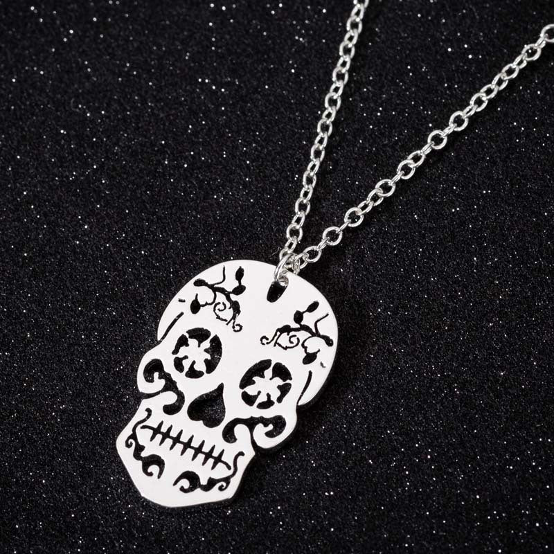 Wholesale Halloween Vintage Horror Hollow Pendant Stainless Steel Necklaces ACC-NE-Jisen001