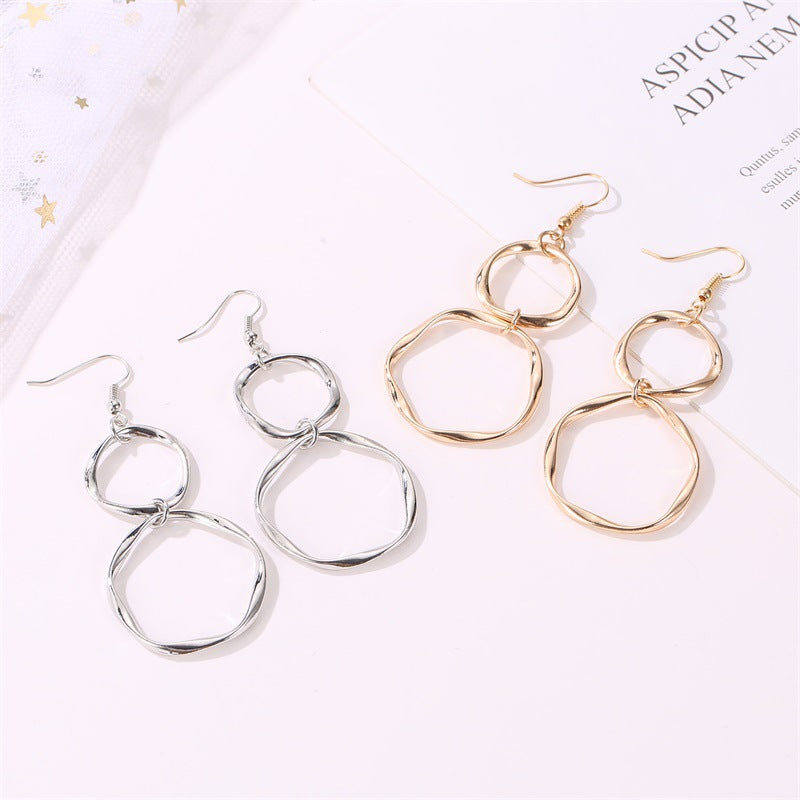 Wholesale Gold Plated Alloy Geometric Circle Earrings For Women Trendy Hollow Design Fashion Jewelry Accessory For Boutique Resale
