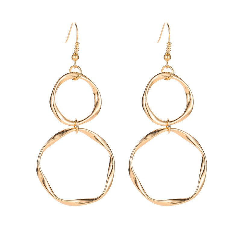 Wholesale Gold Plated Alloy Geometric Circle Earrings For Women Trendy Hollow Design Fashion Jewelry Accessory For Boutique Resale