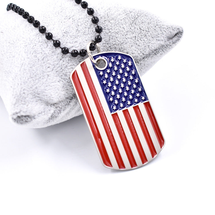 Wholesale American Flag Independence Day Bead Chain Military Brand Necklace