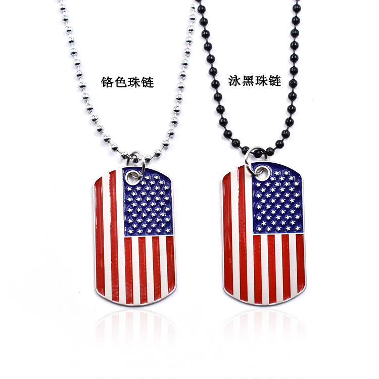 Wholesale American Flag Independence Day Bead Chain Military Brand Necklace