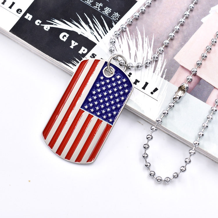 Wholesale American Flag Independence Day Bead Chain Military Brand Necklace