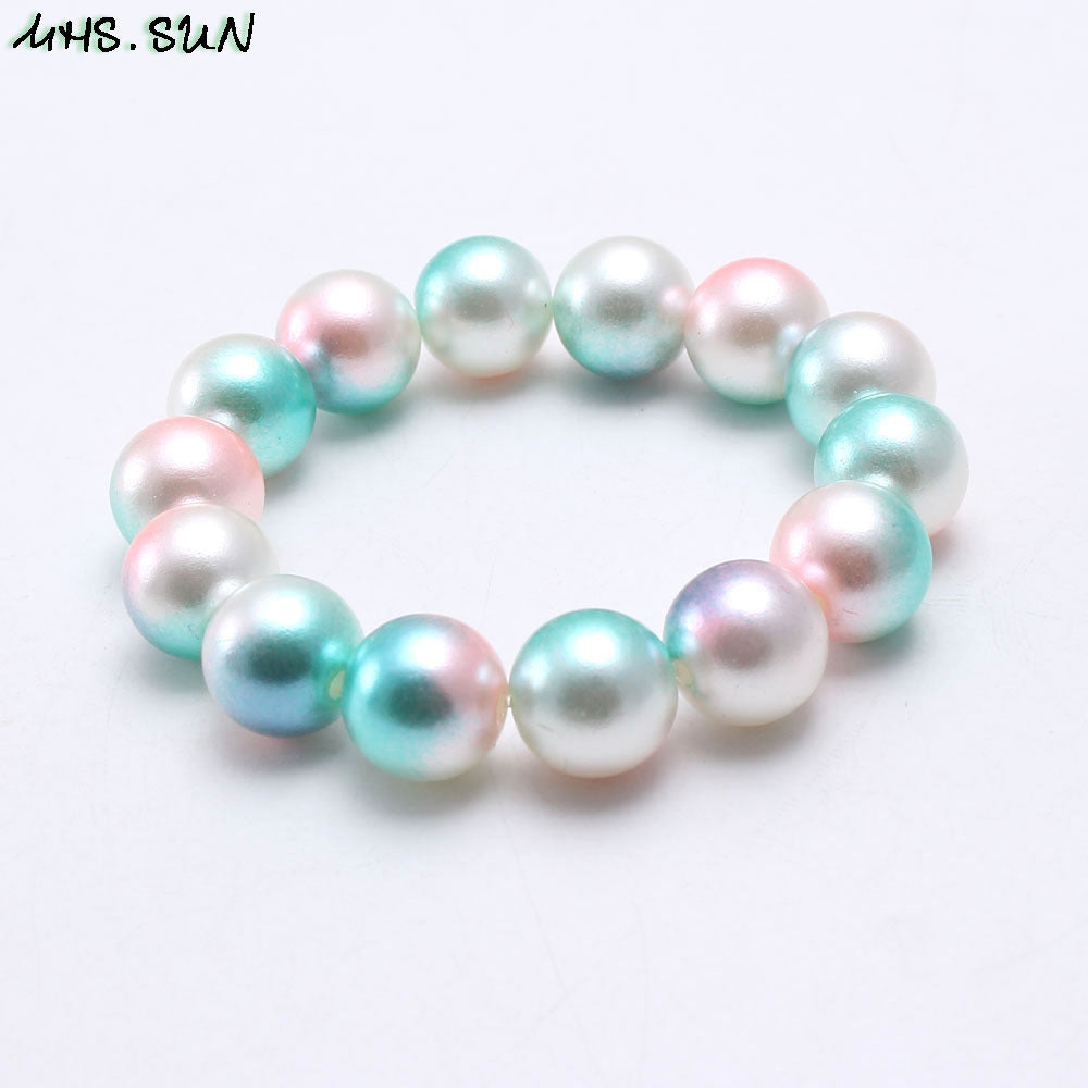 Wholesale Colorful Acrylic Pearl Children's Beaded Bracelet ACC-BT-NiJia002