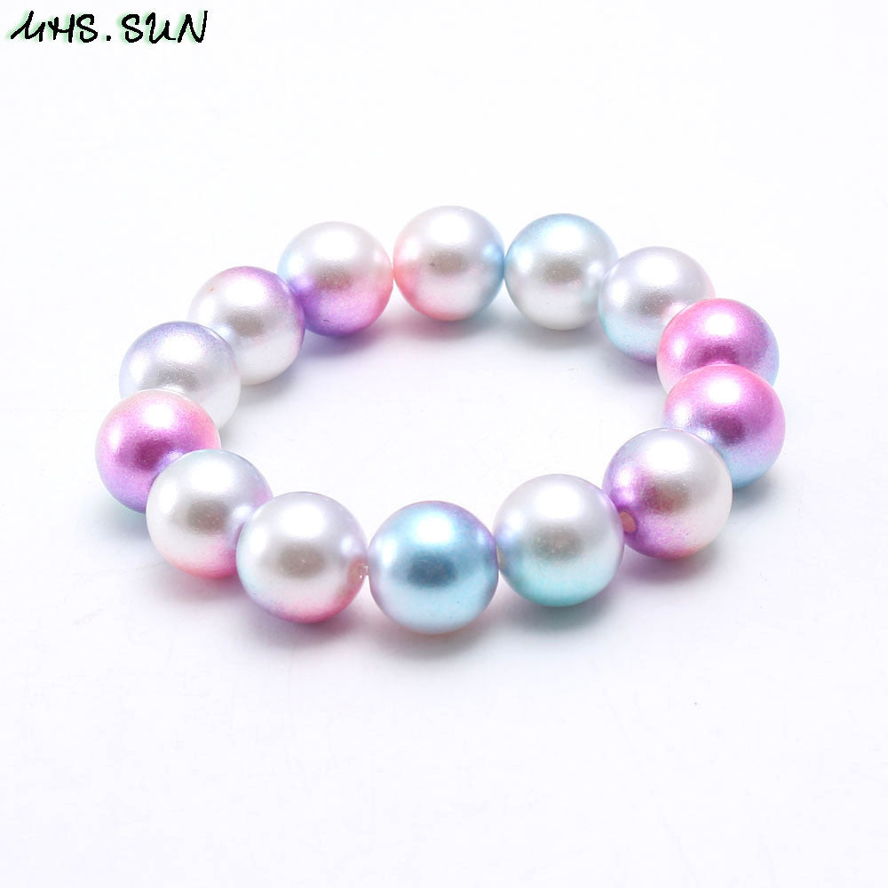 Wholesale Colorful Acrylic Pearl Children's Beaded Bracelet ACC-BT-NiJia002