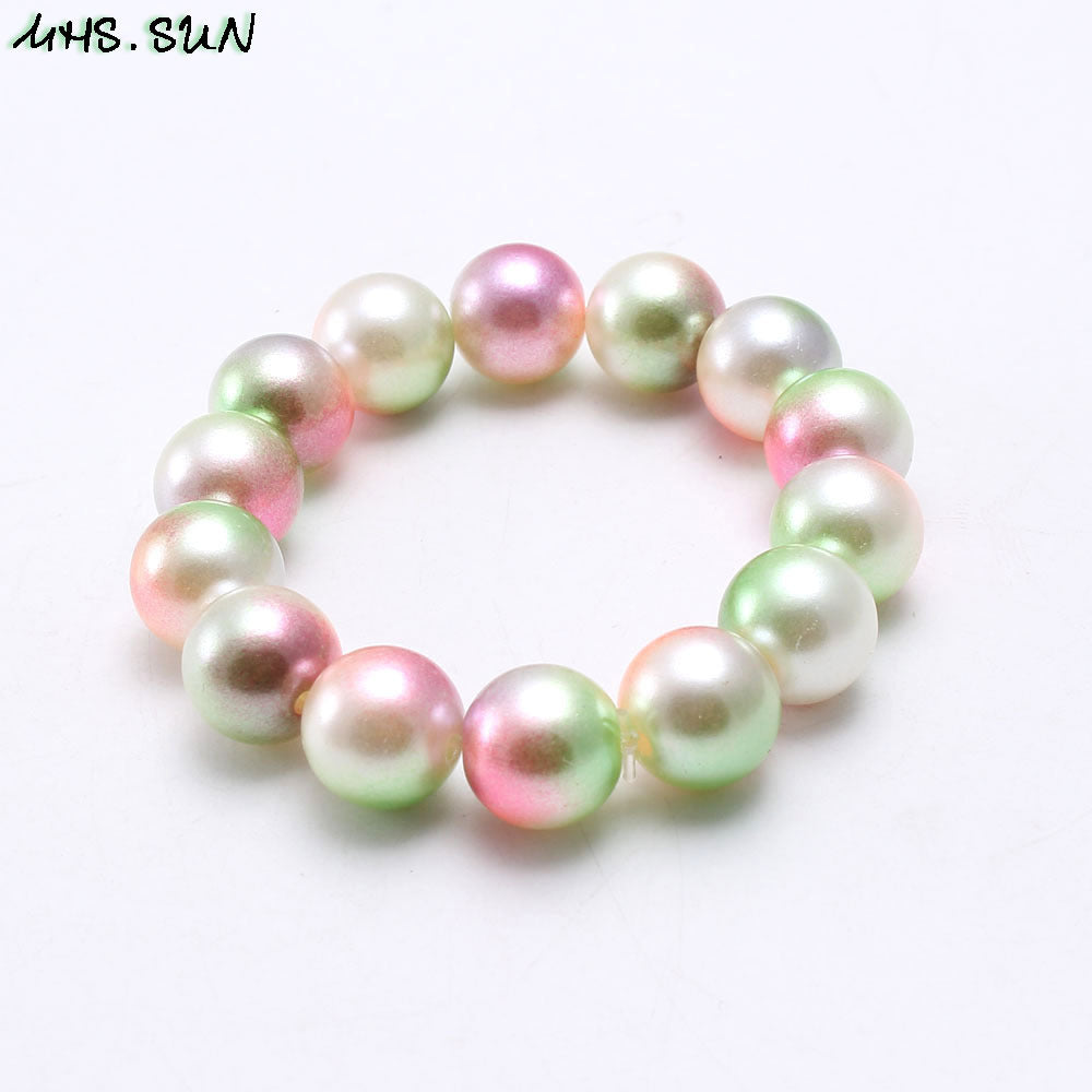 Wholesale Colorful Acrylic Pearl Children's Beaded Bracelet ACC-BT-NiJia002