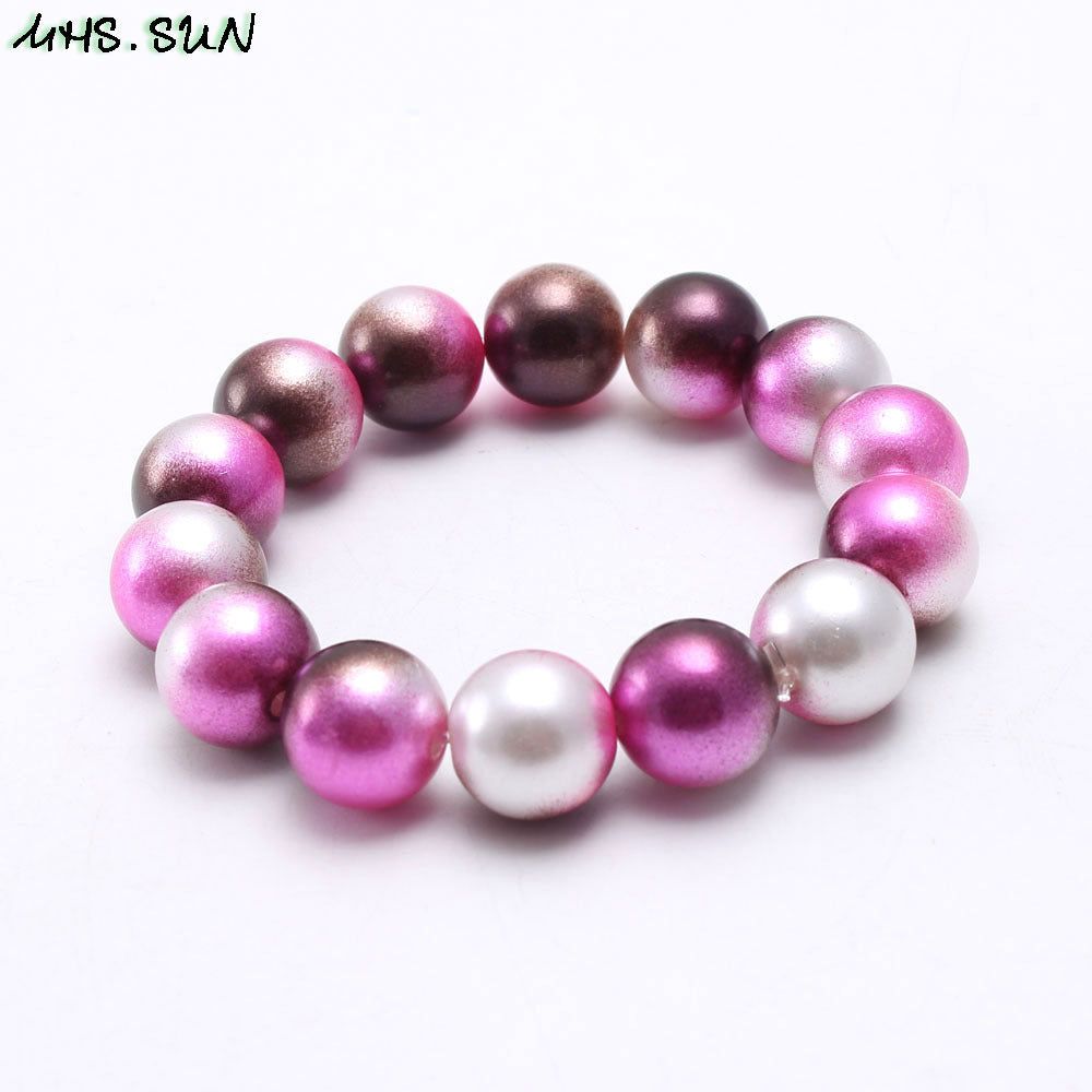 Wholesale Colorful Acrylic Pearl Children's Beaded Bracelet ACC-BT-NiJia002