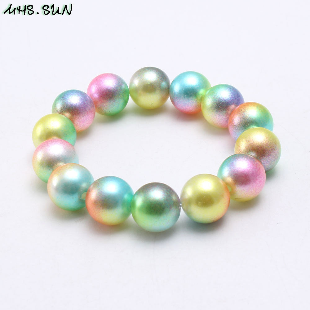 Wholesale Colorful Acrylic Pearl Children's Beaded Bracelet ACC-BT-NiJia002